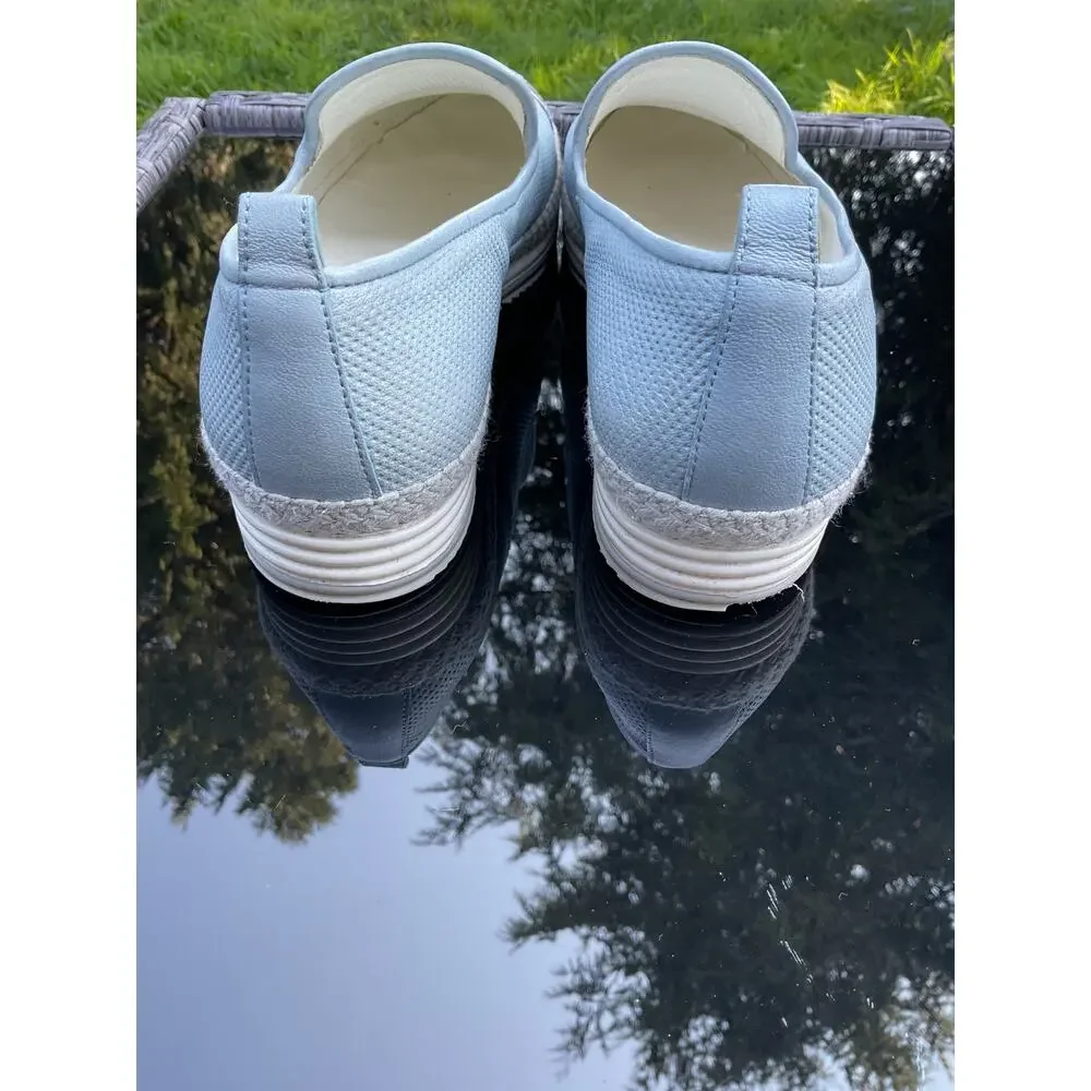 Paul Green Joaquin Espadrille Slip On Leather Loafer Cap Toe Blue/Silver‎ SZ 7